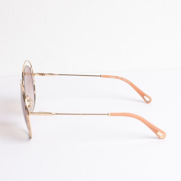 CHLOE Delilah Double Rimmed Gradient Sunglasses, Gold + Pink Frames - Picture 13 of 15